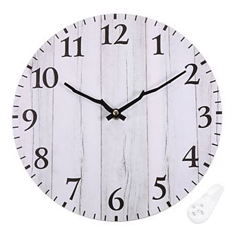 12" Wooden Finish Clock, Battery Operated Easy Install for Living Room Bedroom Office Decor