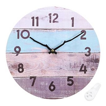 12" Wooden Finish Clock, Battery Operated Easy Install for Living Room Bedroom Office Decor