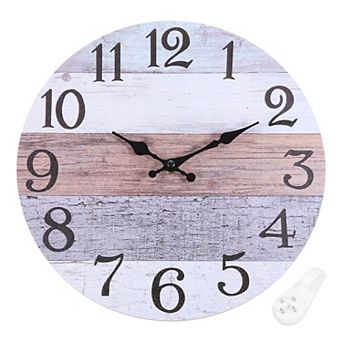 12" Wooden Finish Clock, Battery Operated Easy Install for Living Room Bedroom Office Decor