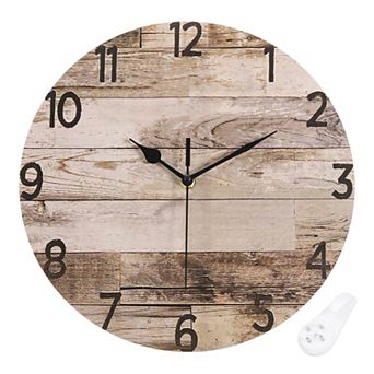 12" Wooden Finish Clock, Battery Operated Easy Install for Living Room Bedroom Office Decor
