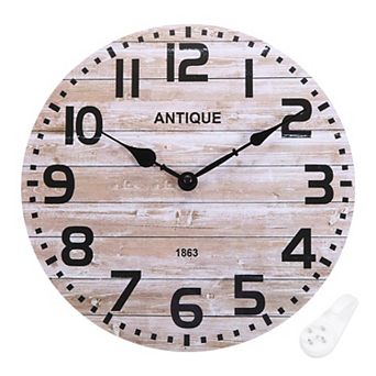 12" Wooden Finish Clock, Battery Operated Easy Install for Living Room Bedroom Office Decor