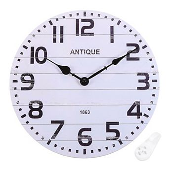 12" Wooden Finish Clock, Battery Operated Easy Install for Living Room Bedroom Office Decor