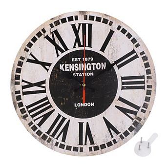 12" Wooden Finish Clock with Battery Operated, Easy Install for Living Room Bedroom Office Decor