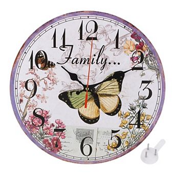 12" Wooden Finish Clock with Battery Operated, Easy Install for Living Room Bedroom Office Decor