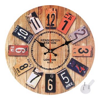 12" Wooden Finish Clock with Battery Operated, Easy Install for Living Room Bedroom Office Decor
