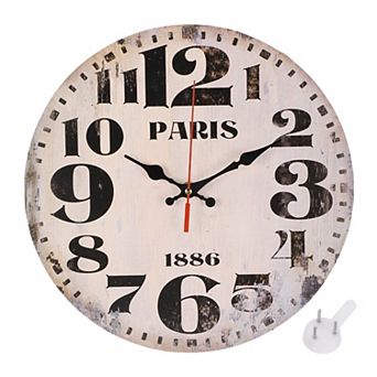 12" Wooden Finish Clock with Battery Operated, Easy Install for Living Room Bedroom Office Decor
