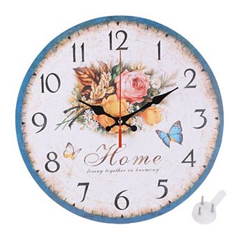 12" Wooden Finish Clock with Battery Operated, Easy Install for Living Room Bedroom Office Decor