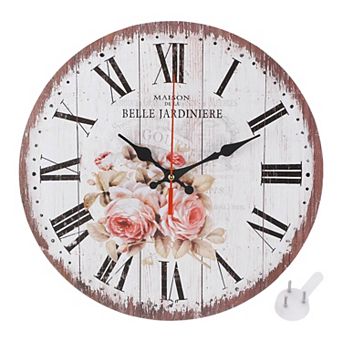 12" Wooden Finish Clock with Battery Operated, Easy Install for Living Room Bedroom Office Decor