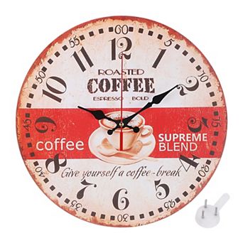 12" Wooden Finish Clock with Battery Operated, Easy Install for Living Room Bedroom Office Decor