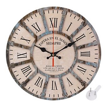 12" Wooden Finish Clock with Battery Operated, Easy Install for Living Room Bedroom Office Decor