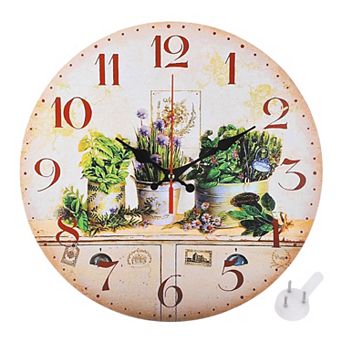 12" Wooden Finish Clock with Battery Operated, Easy Install for Living Room Bedroom Office Decor
