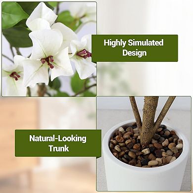 2-Pack Artificial Bougainvillea Trees with Flowers in Pots for Home Decor