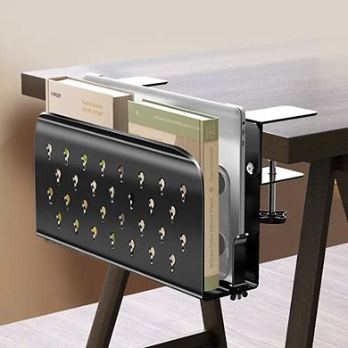 No Drill Under Desk Laptop Mount Organizer