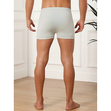 Plaid Boxer Shorts for Men's Mid-Waisted Lightweight Breathable Knitted Underwear 3 Packs