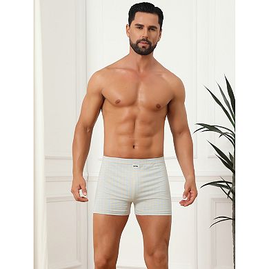 Plaid Boxer Shorts for Men's Mid-Waisted Lightweight Breathable Knitted Underwear 3 Packs