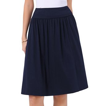 Casual Work A-Line Skirt for Women's High Waist Lightweight Tummy Control Flowy Midi Skirts