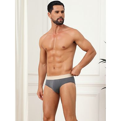 Elastic Waist Briefs for Men's Comfortable Breathable Solid Knitted Underwears 3 Packs