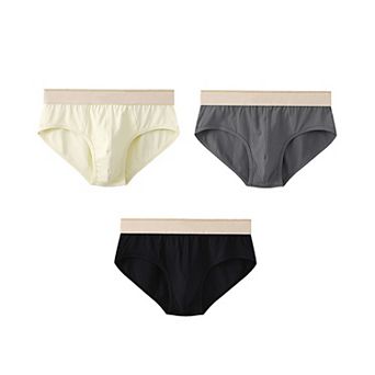 Elastic Waist Briefs for Men's Comfortable Breathable Solid Knitted Underwears 3 Packs