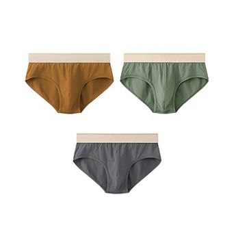 Elastic Waist Briefs for Men's Comfortable Breathable Solid Knitted Underwears 3 Packs