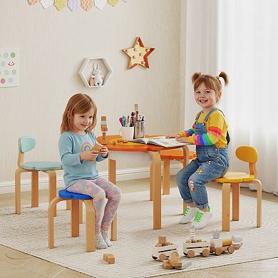 Qaba Kids Table and Chairs Set, 5 Piece Toddler Table and Chair Set