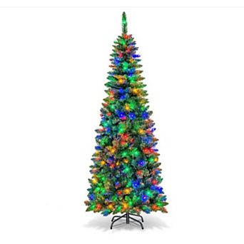 Pre-Lit Artificial Christmas Tree with LED Lights,Slim Artificial Holiday Trees,Christmas Decoration