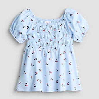 Baby & Toddler Girl Jumping Beans® Short Sleeve Smocked Peasant Top