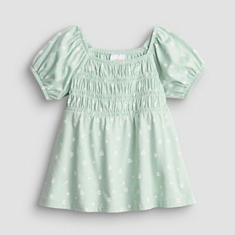 Baby & Toddler Girl Jumping Beans® Short Sleeve Smocked Peasant Top