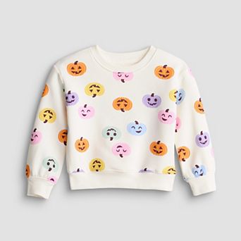 Baby & Toddler Girl Jumping Beans® Colorful Pumpkin Print Fleece Crew Sweatshirt