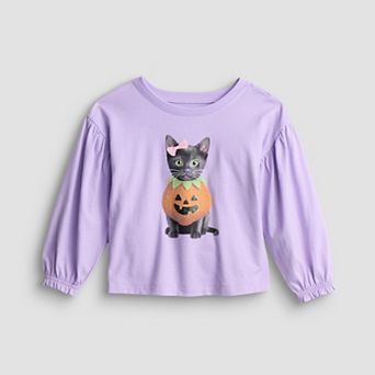 Baby & Toddler Girl Jumping Beans® Halloween Cat Ruffle Cuff Long Sleeve Graphic Tee