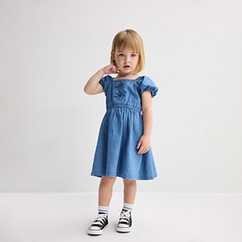 Baby & Toddler Girl Jumping Beans® Short Sleeve Fit & Flare Woven Bow Front Dress