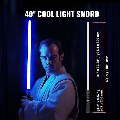Black Light Up Sword with 12 RGB Colors & Mute Mode, Rechargeable