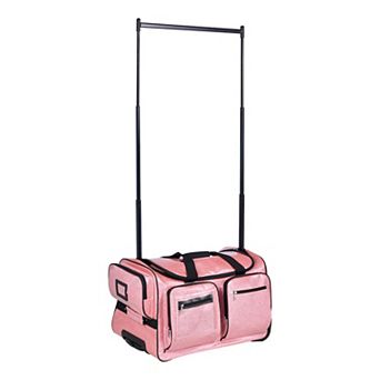 Dance Bag with Garment Rack 23" Rolling Duffel with Privacy Curtain Pink