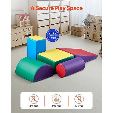 5-Piece Foam Climbing Set for Toddlers PU Leather Blocks for Crawling & Play