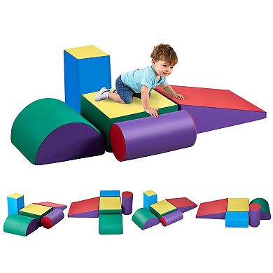 5-Piece Foam Climbing Set for Toddlers PU Leather Blocks for Crawling & Play