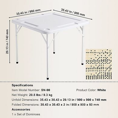 Folding Mahjong Table 4-Player Square Table with Cup Holders