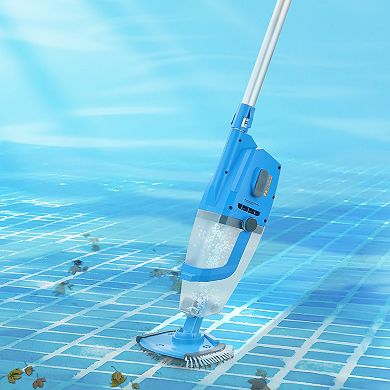 Cordless Pool Vacuum with Extension Pole Rechargeable Handheld Cleaner for Pools and Spas