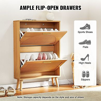Shoe Cabinet with 2 Flip Drawers Freestanding Entryway Shoe Organizer