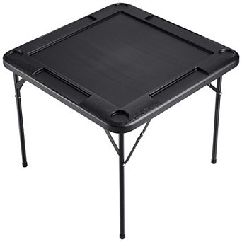 Mahjong Table 4-Player Folding Game Table with Cup Holders and Trays Black