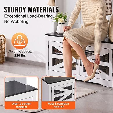 Hall Tree Entryway Bench with LED Coat Rack Shoe Storage 42" Wide