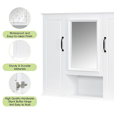 36" Wall Mounted Medicine Cabinet with Mirror and 3 Doors