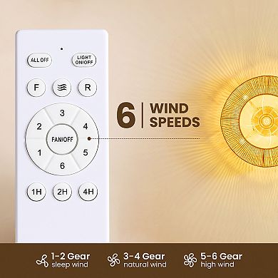 Moooni 20" Boho Caged Ceiling Fan With Light And Remote Control