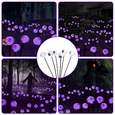 2Pcs Solar Eyeball Halloween Lights Outdoor Swaying LED Pathway Decor IP65 Waterproof