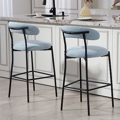 26" Bar Stool with Footrest, Soft Cushion & Black Metal Frame