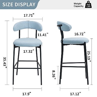 26" Bar Stool with Footrest, Soft Cushion & Black Metal Frame