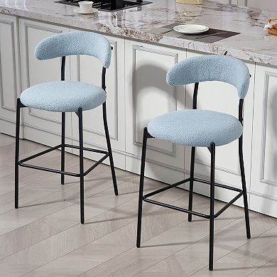 26" Bar Stool with Footrest, Soft Cushion & Black Metal Frame