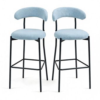 26" Bar Stool with Footrest, Soft Cushion & Black Metal Frame