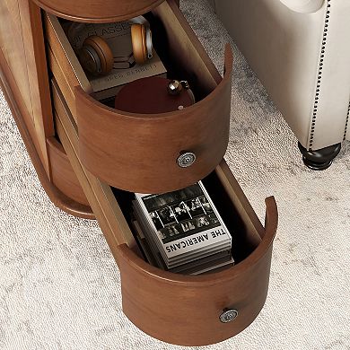 Charging End Table with Drawers Sofa Side Table Storage