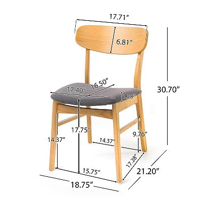 2-Pack Dining Chairs, Fabric Seat & Solid Rubberwood Frame