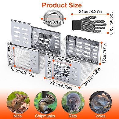 2Pcs Humane Rat Traps, Live Catch & Release Mouse Cages with Auto Cycle for Chipmunks & Rodents