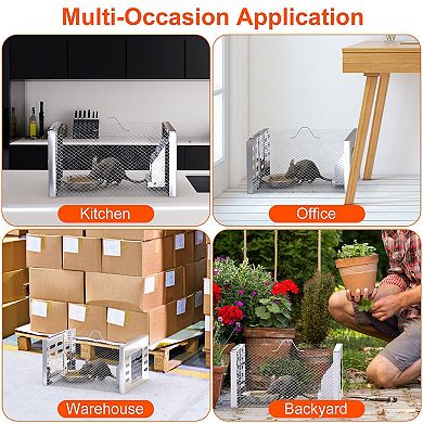 2Pcs Humane Rat Traps, Live Catch & Release Mouse Cages with Auto Cycle for Chipmunks & Rodents